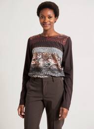 Top stretch manches longues marron DIANE LAURY femme