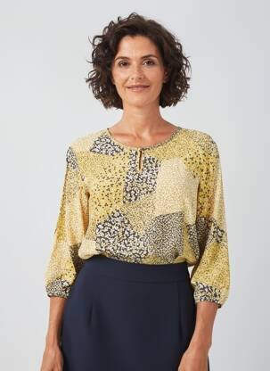 Blouse tissage popeline manches longues jaune GEVANA femme
