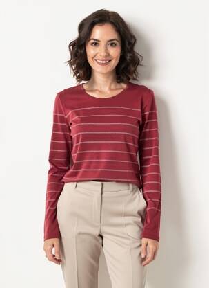 T-shirt manches longues manches longues rouge C'EST BEAU LA VIE femme