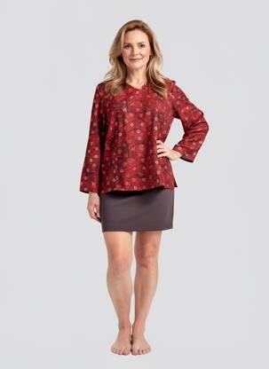 Blouse imprimé fantaisie manches longues orange GEVANA femme