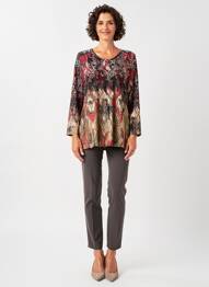T-shirt manches 3/4 manches 3/4 rouge GEVANA femme
