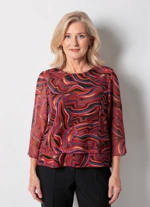 Top coupe fluide manches 3/4 orange GEVANA femme