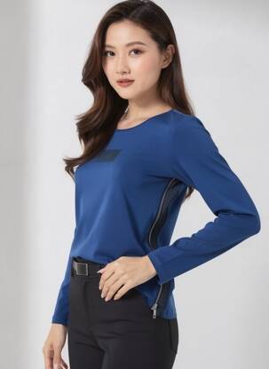 T-shirt manches longues manches longues bleu DELAHAYE femme
