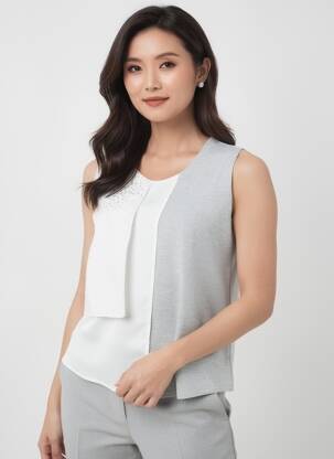 Top stretch sans manche argent MERI & ESCA femme