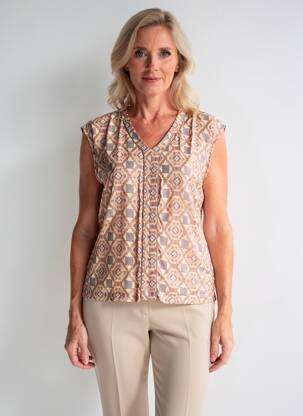 Blouse manches courtes manches courtes marron C'EST BEAU LA VIE femme