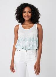 Top imprimé fantaisie sans manche bleu IMITZ femme