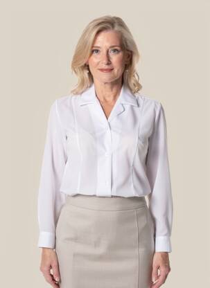 Chemisier coupe cintrée manches longues blanc PLURIELLES femme
