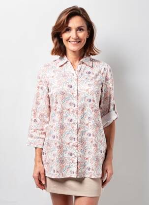 Chemisier coupe cintrée manches longues blanc FRANCE RIVOIRE femme