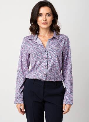 Chemisier coupe cintrée manches longues bleu C'EST BEAU LA VIE femme