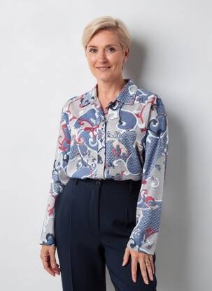 Chemisier coupe cintrée manches longues bleu GRIFFON femme