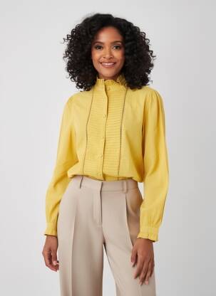 Chemisier coupe droite manches longues jaune C'EST BEAU LA VIE femme
