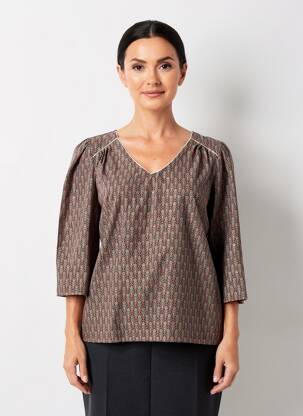 Blouse tissage popeline manches 3/4 noir C'EST BEAU LA VIE femme