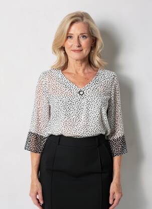 Blouse tissage popeline manches 3/4 blanc PLURIELLES femme