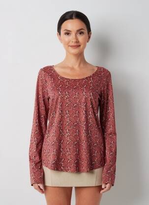 T-shirt manches longues manches longues rouge C'EST BEAU LA VIE femme