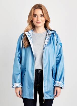 Imperméable fermeture zippée sur le devant a capuche bleu REVER MILE femme