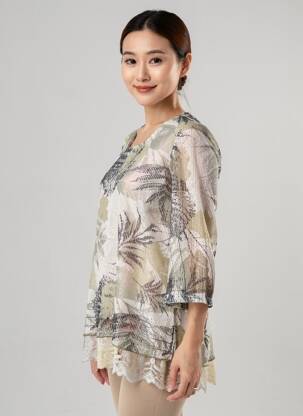 Tunique manches longues imprimé fantaisie vert CONCEPT K femme