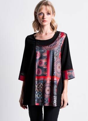 Pull stretch manches 3/4 noir PLURIELLES femme