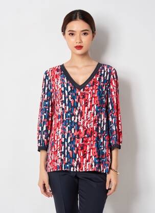 Top coupe fluide manches 3/4 rouge DIANE LAURY femme