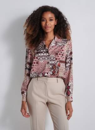 Chemisier imprimé fantaisie manches longues rose PLURIELLES femme