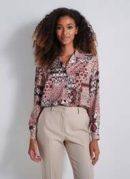 Chemisier imprimé fantaisie manches longues rose PLURIELLES femme