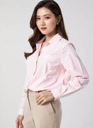 Chemisier coupe cintrée manches longues rose C'EST BEAU LA VIE femme