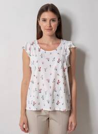 Top stretch manches courtes blanc C'EST BEAU LA VIE femme