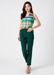 Top imprimé fantaisie sans manche vert LOURDES CASTILLO femme