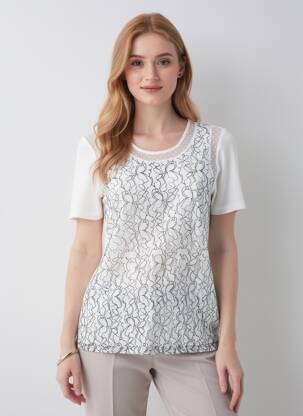 T-shirt stretch manches courtes blanc FRANCE RIVOIRE femme
