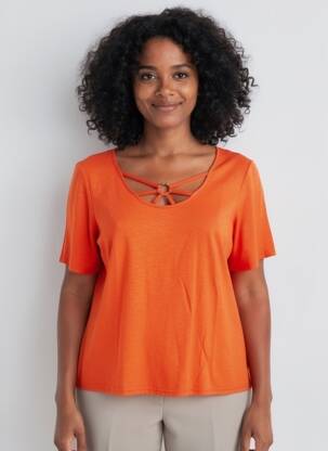 T-shirt stretch manches courtes orange TELMAIL femme