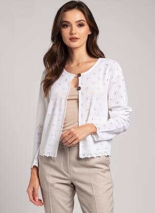 Gilet manches longues fermeture boutonnée sur le devant blanc PLURIELLES femme