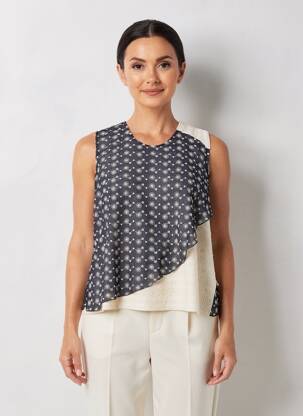 Top imprimé fantaisie sans manche bleu MERI & ESCA femme