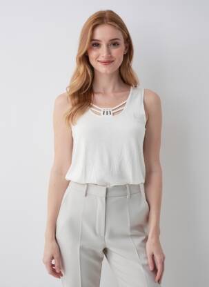 Top stretch sans manche blanc TELMAIL femme