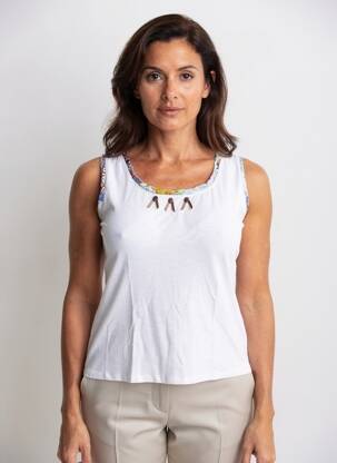 Débardeur stretch sans manche blanc TELMAIL femme