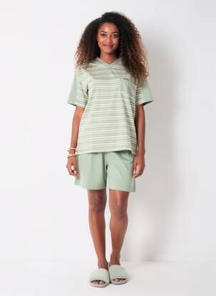 Pyjashort col v vert PERLINA femme