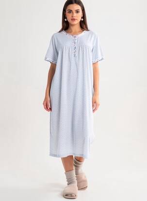 Chemise de nuit stretch bleu PERLINA femme