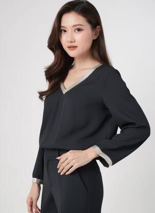 Top manches longues manches longues noir CHARMING GIRL femme
