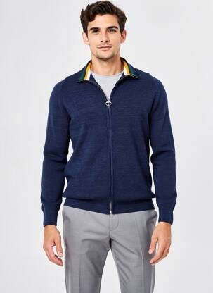 Gilet manches longues maille fine bleu GARCIA homme