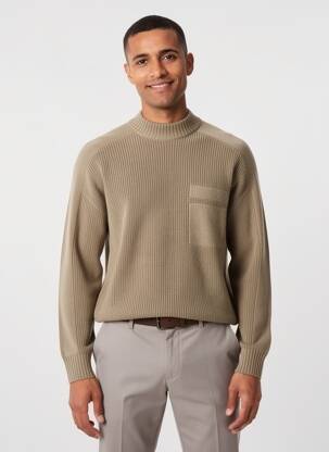 Pull col rond manches longues marron HUGO BOSS homme