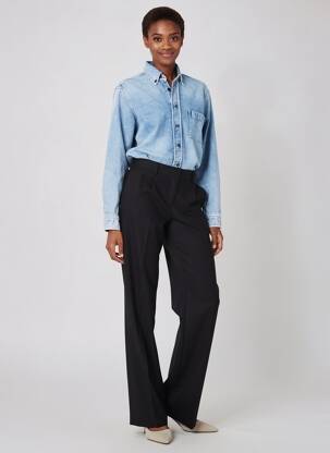 Chemisier coupe droite manches longues bleu HUGO BOSS femme