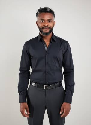 Chemise manches longues coupe cintrée noir HUGO BOSS homme