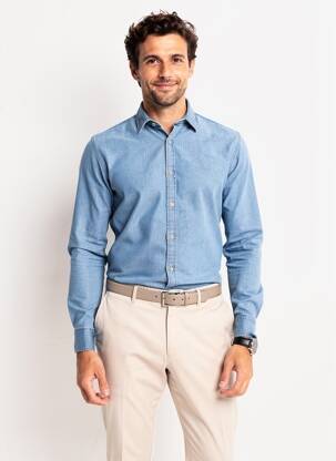 Chemise manches longues poches bleu HUGO BOSS homme