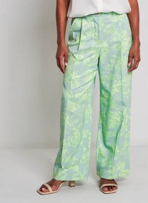 Pantalon flare fermeture zippée sous rabat boutonné bleu ANTWRP femme