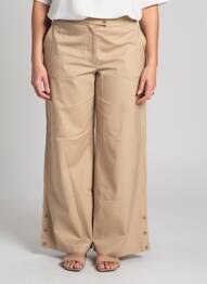 Pantalon droit fermeture zippée sous rabat boutonné beige SESSUN femme