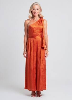 Combi-pantalon coupe fluide fines bretelles orange FRNCH femme