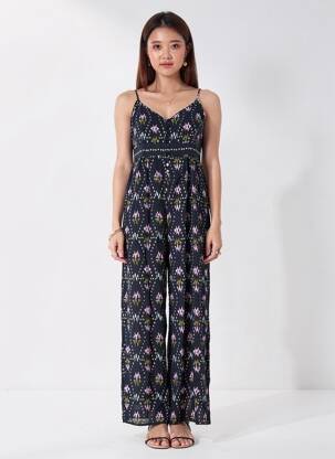 Combi-pantalon fermeture boutonnée sur le devant fines bretelles bleu BA&SH femme