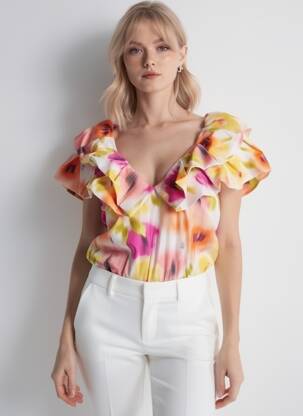 Body coupe cintrée manches courtes jaune ESSENTIEL ANTWERP femme