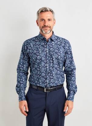 Chemise manches longues coupe cintrée bleu SEIDENSTICKER homme