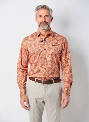 Chemise manches longues imprimé fantaisie orange DELAHAYE homme