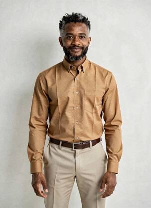 Chemise manches longues imprimé fantaisie marron CAP 10 TEN homme