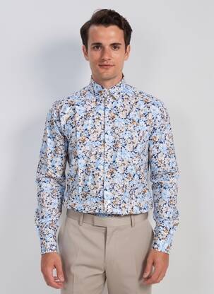 Chemise manches longues imprimé fantaisie bleu LUI homme